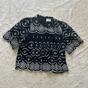 Joie Black and White Patterned Blouse